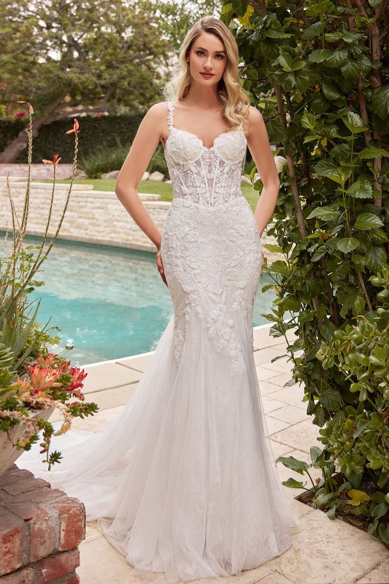 Embroidered Lace Mermaid Sweetheart Long Wedding Dress CDCDS432W_3