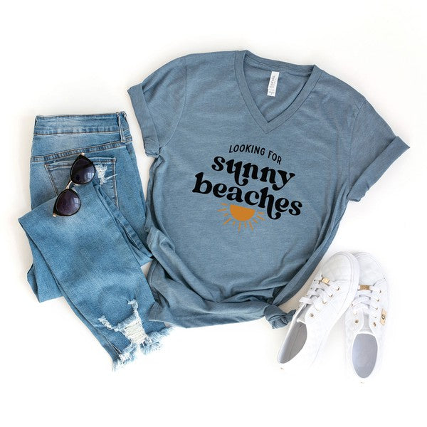 Looking For Sunny Beaches V-Neck Tee