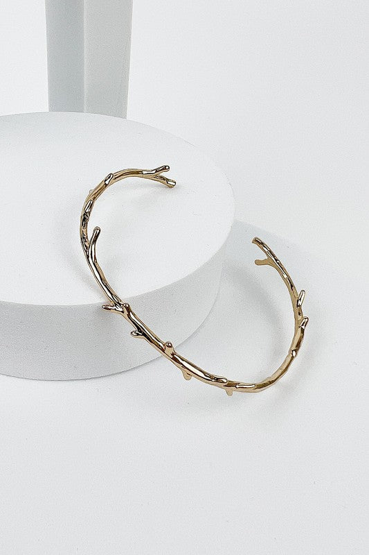 Metal Cuff Leaves Branch Bracelet