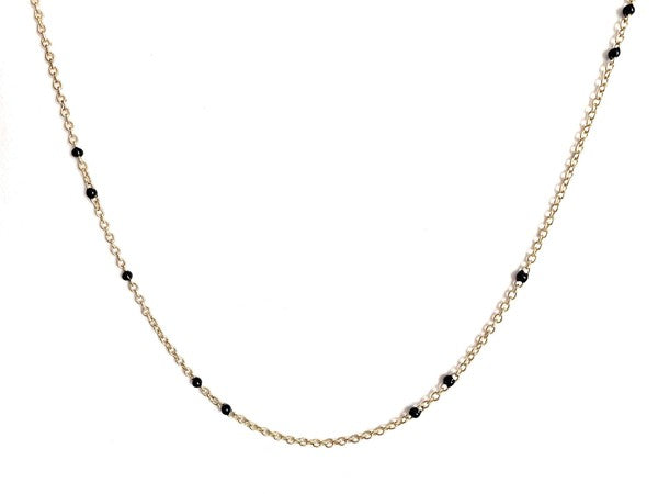 Dainty Black Onyx Beaded Link Necklace for Women