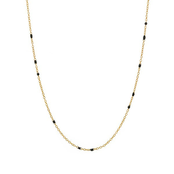 Dainty Black Onyx Beaded Link Necklace for Women
