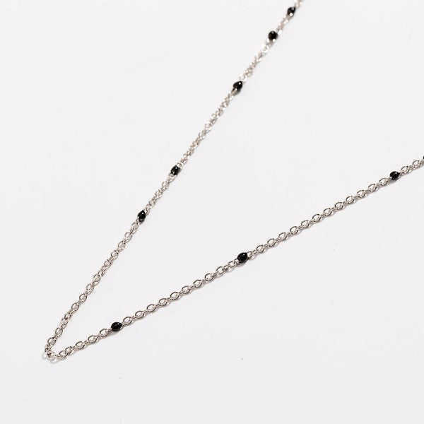 Dainty Black Onyx Beaded Link Necklace for Women