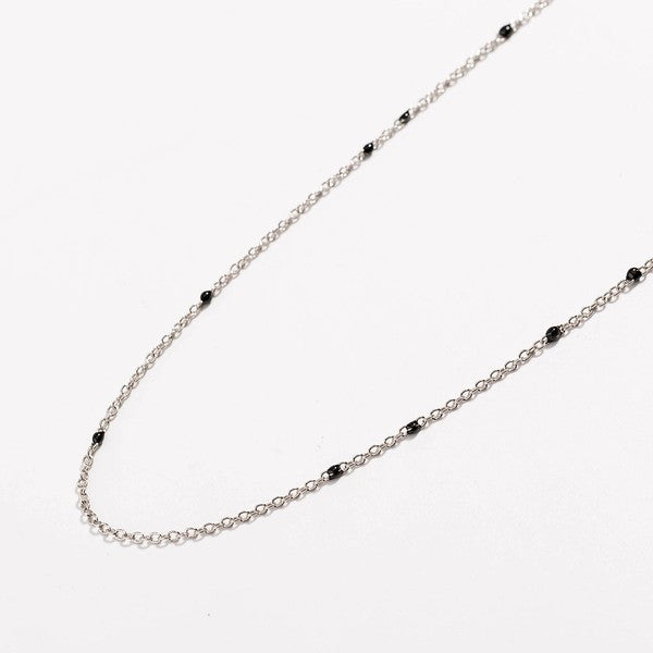 Dainty Black Onyx Beaded Link Necklace for Women