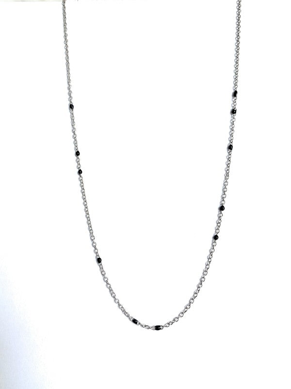 Dainty Black Onyx Beaded Link Necklace for Women
