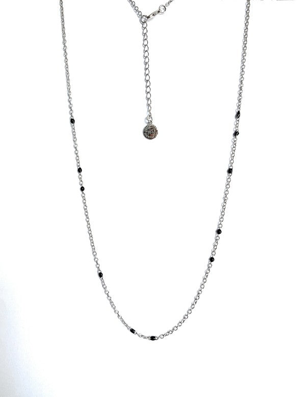 Dainty Black Onyx Beaded Link Necklace for Women