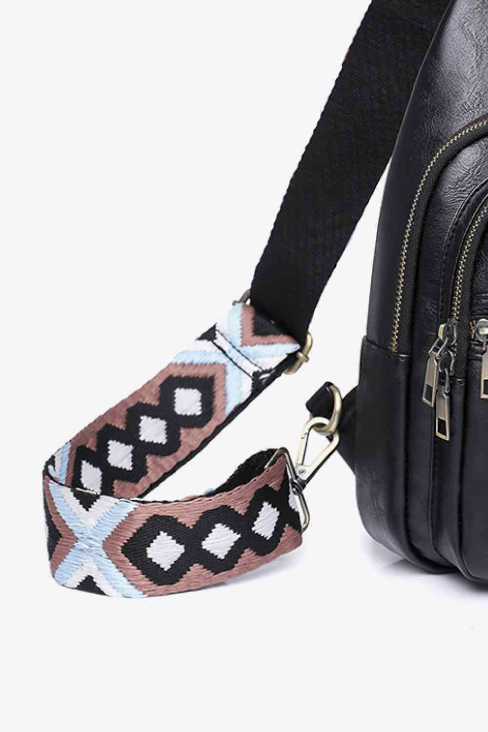 Small Solid PU Leather Sling Bag - Imported