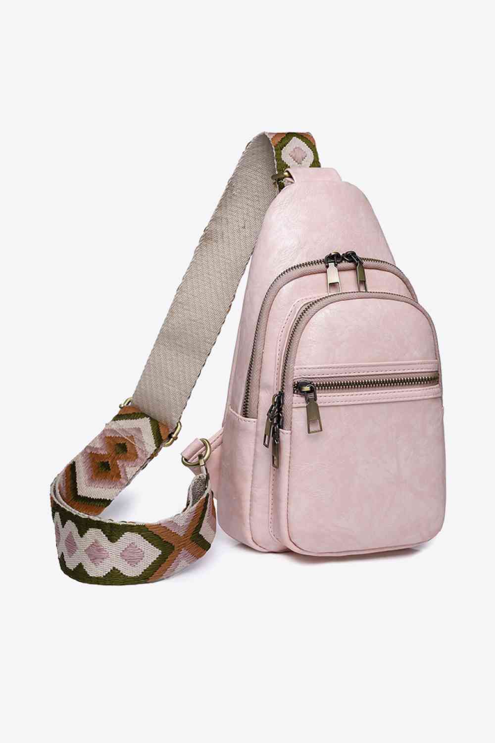 Small Solid PU Leather Sling Bag - Imported