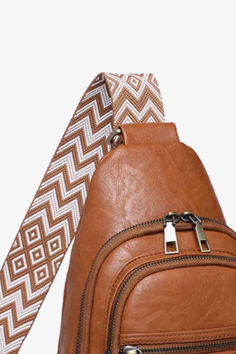 Small Solid PU Leather Sling Bag - Imported