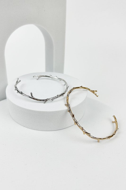 Metal Cuff Leaves Branch Bracelet