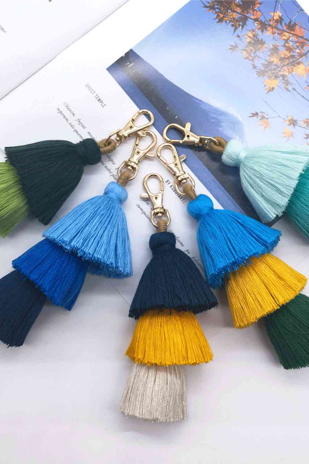 Vibrant 4-Pack Multicolored Fringe Keychain Set - Women's Boutique Exclusive