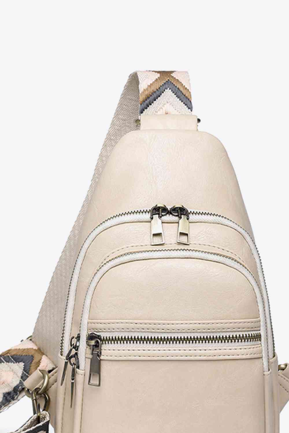 Small Solid PU Leather Sling Bag - Imported