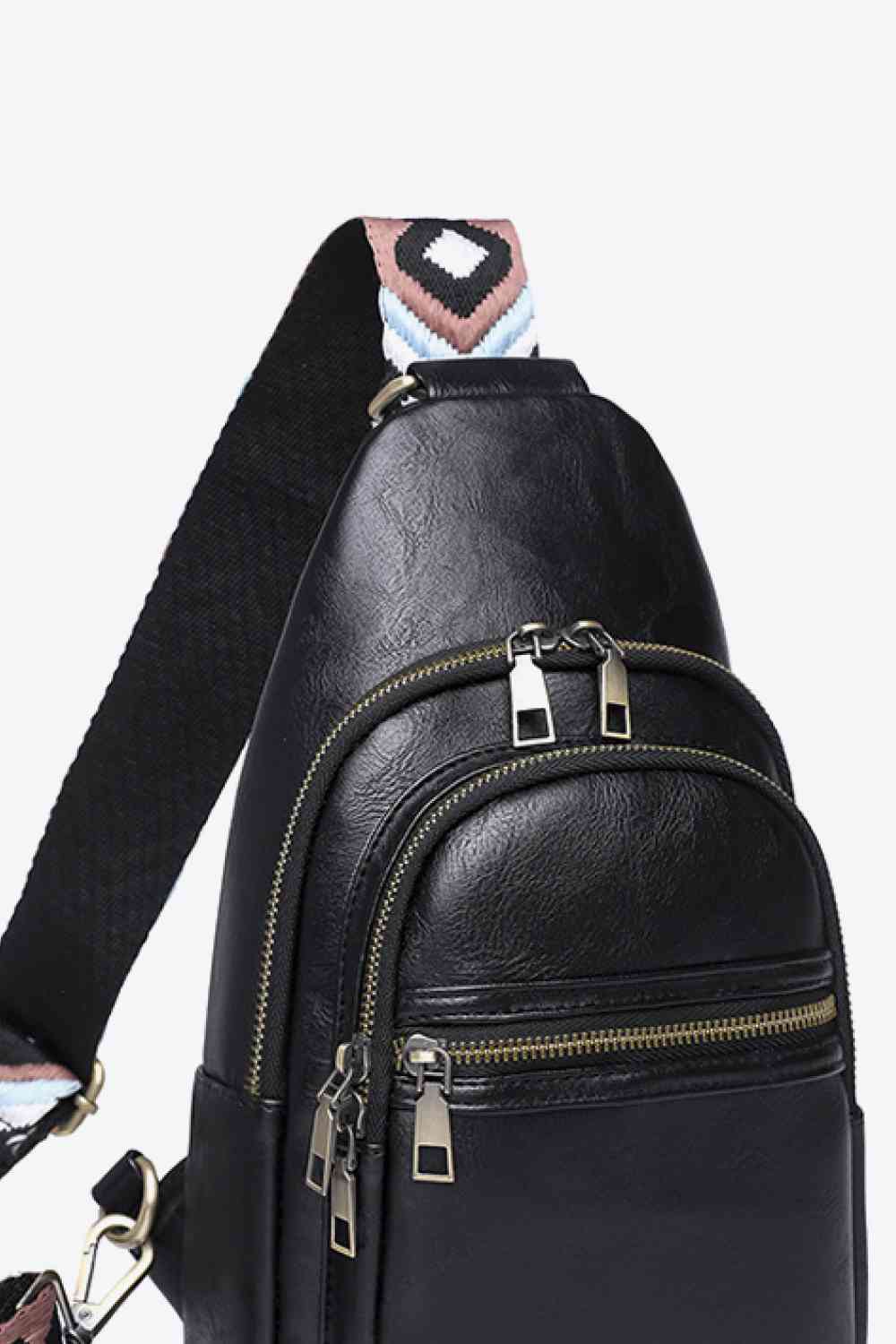 Small Solid PU Leather Sling Bag - Imported
