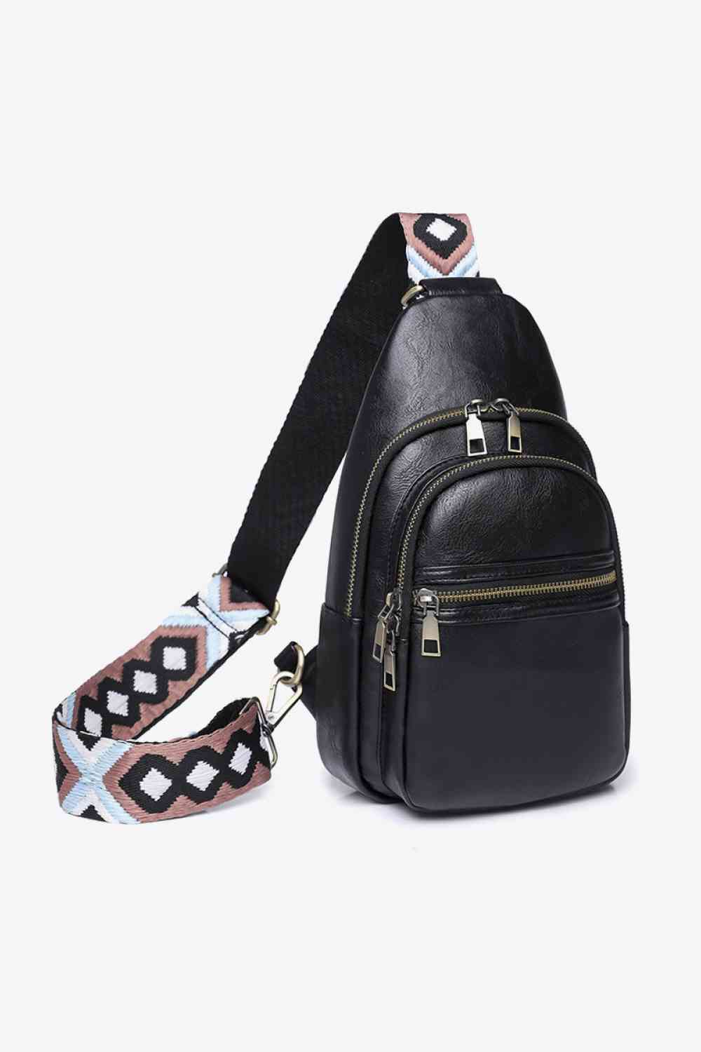 Small Solid PU Leather Sling Bag - Imported