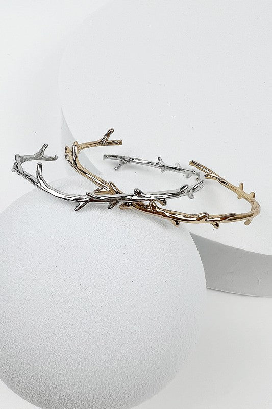 Metal Cuff Leaves Branch Bracelet