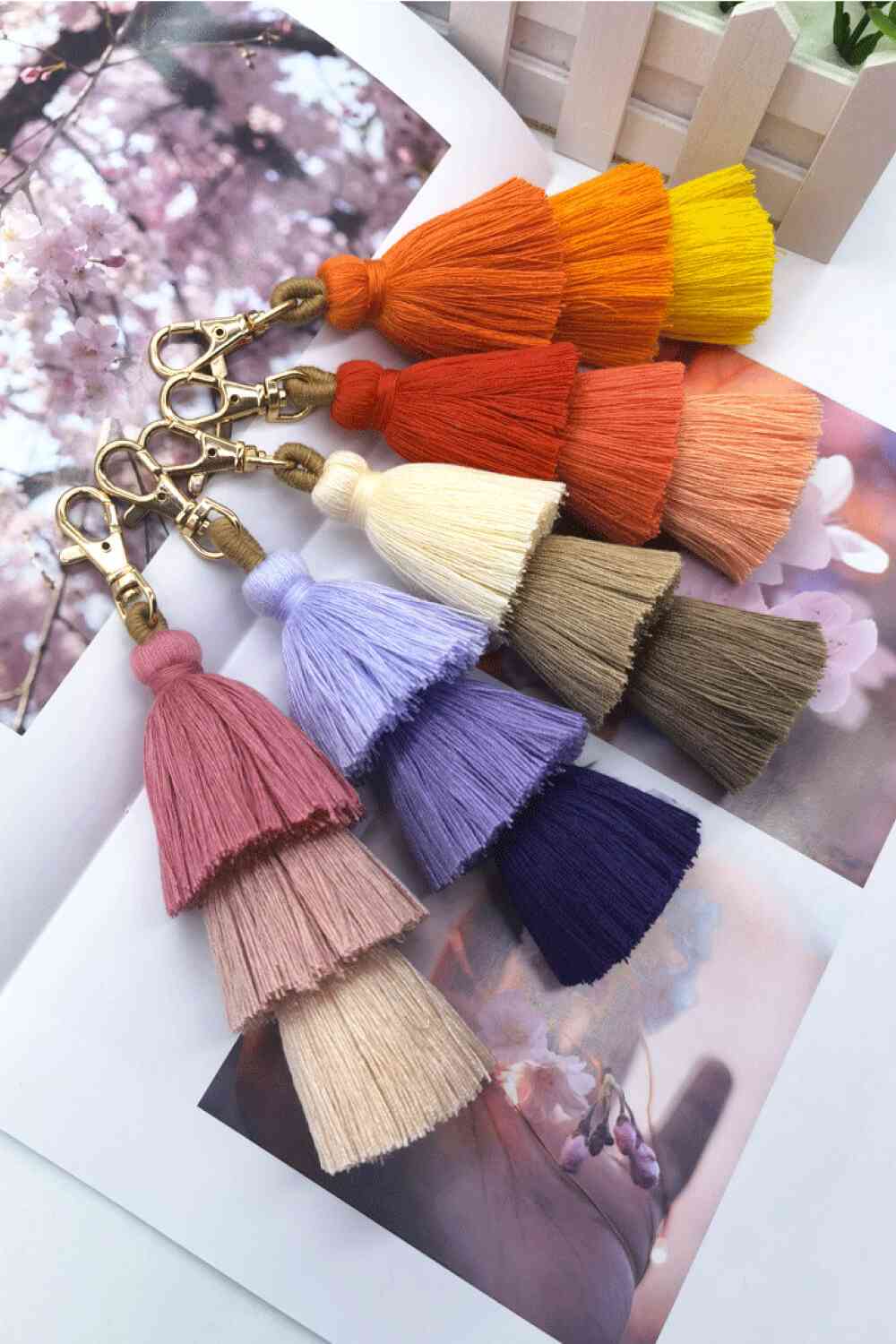 Vibrant 4-Pack Multicolored Fringe Keychain Set - Women's Boutique Exclusive