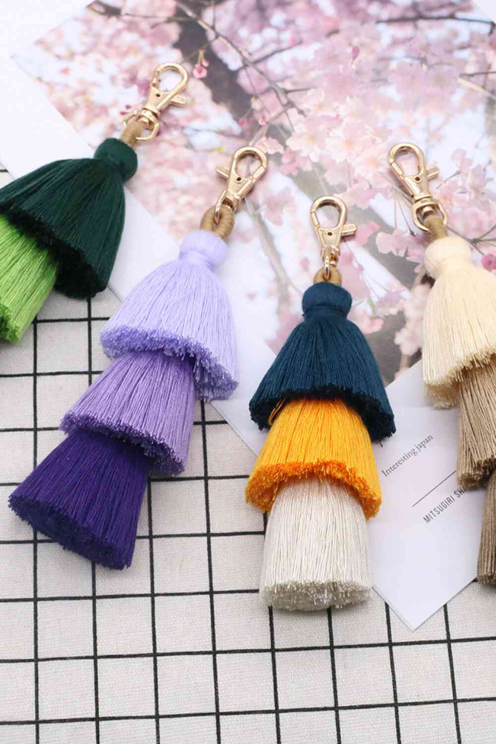 Vibrant 4-Pack Multicolored Fringe Keychain Set - Women's Boutique Exclusive