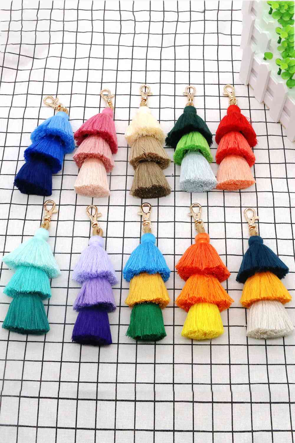 Vibrant 4-Pack Multicolored Fringe Keychain Set - Women's Boutique Exclusive