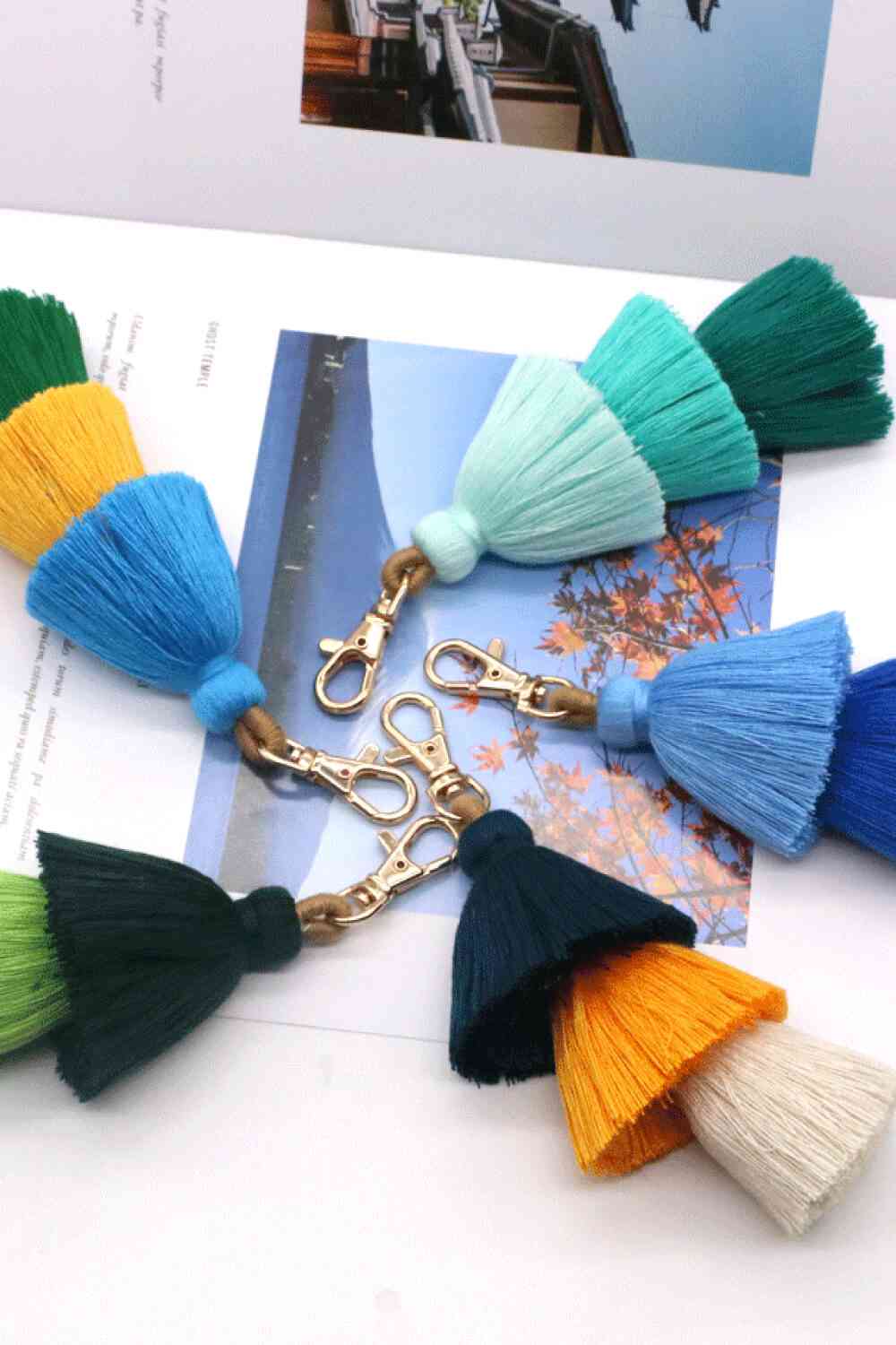 Vibrant 4-Pack Multicolored Fringe Keychain Set - Women's Boutique Exclusive