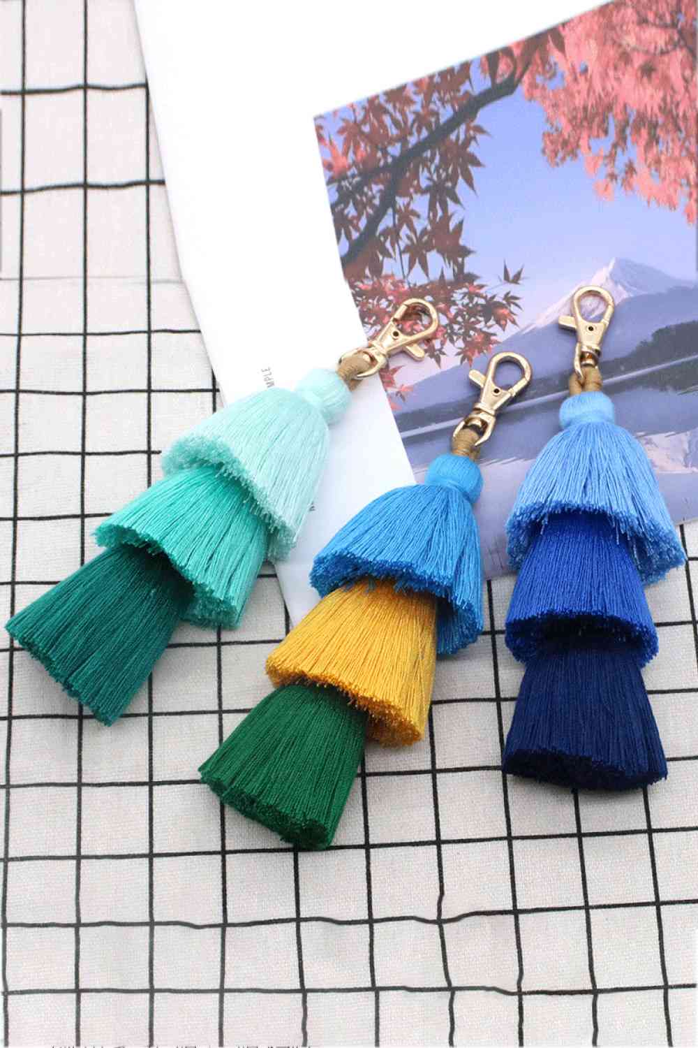 Vibrant 4-Pack Multicolored Fringe Keychain Set - Women's Boutique Exclusive