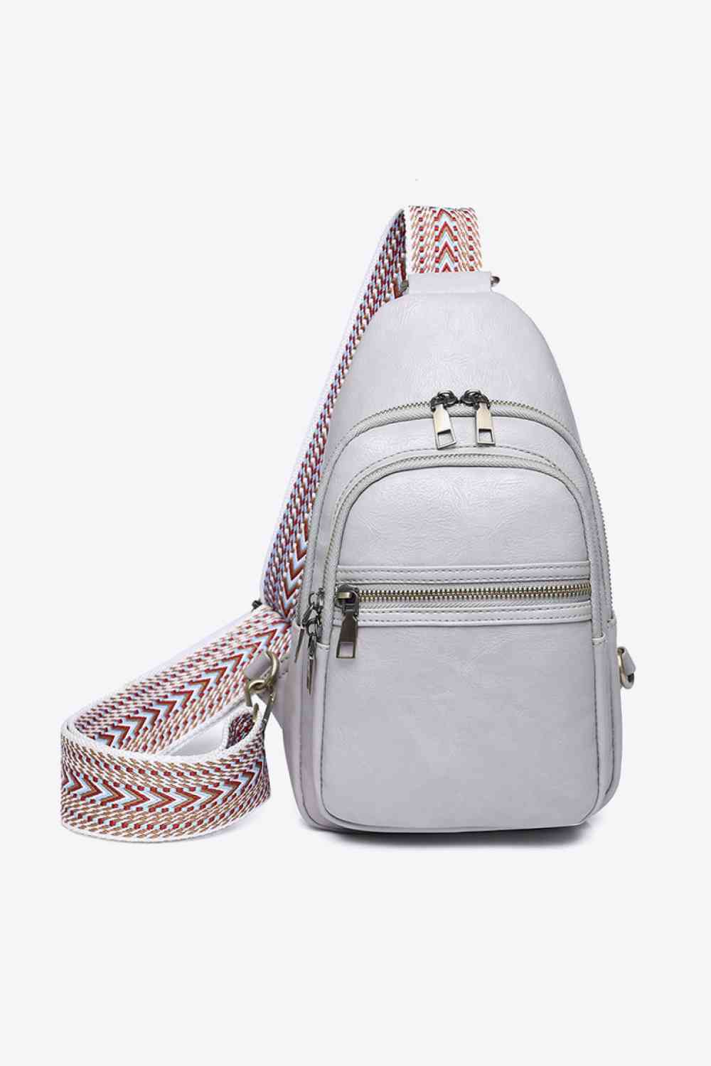 Small Solid PU Leather Sling Bag - Imported