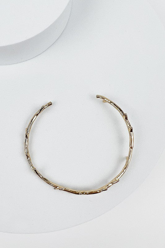 Metal Cuff Leaves Branch Bracelet