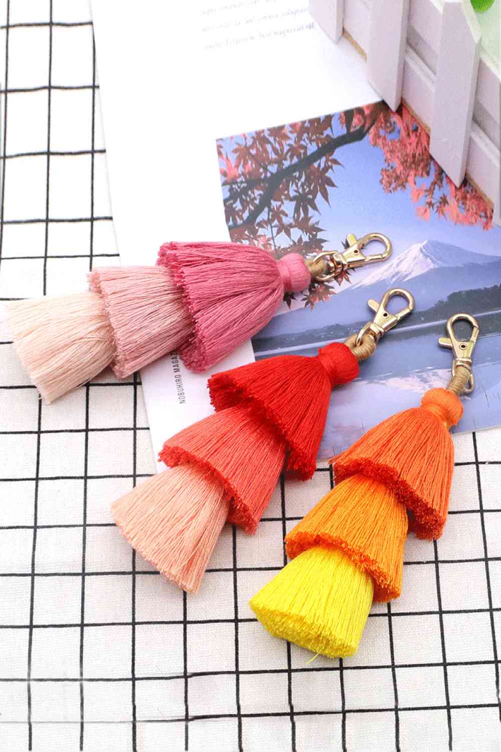 Vibrant 4-Pack Multicolored Fringe Keychain Set - Women's Boutique Exclusive