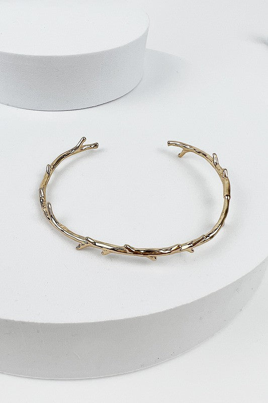 Metal Cuff Leaves Branch Bracelet