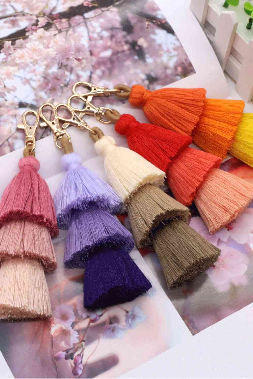 Vibrant 4-Pack Multicolored Fringe Keychain Set - Women's Boutique Exclusive