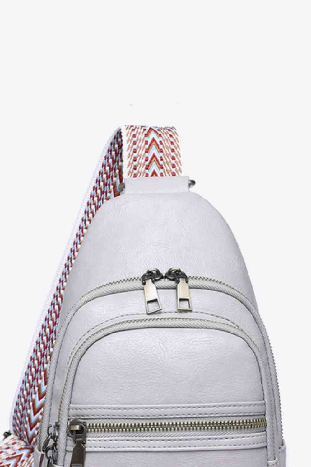 Small Solid PU Leather Sling Bag - Imported