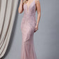 Illusion V-Neck Straps All-Over Vertical Rhinetone Pattern Long Prom Dress AC2103_5