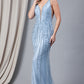 Illusion V-Neck Straps All-Over Vertical Rhinetone Pattern Long Prom Dress AC2103_3