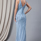 Illusion V-Neck Straps All-Over Vertical Rhinetone Pattern Long Prom Dress AC2103_4