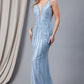 Illusion V-Neck Straps All-Over Vertical Rhinetone Pattern Long Prom Dress AC2103_2