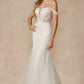 Leaf Lace Embroidered Fitted Plunging Deep V-Neck Long Wedding Dress JT290W_1