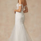 Leaf Lace Embroidered Fitted Plunging Deep V-Neck Long Wedding Dress JT290W_3