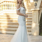 Leaf Lace Embroidered Fitted Plunging Deep V-Neck Long Wedding Dress JT290W_5