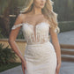 Leaf Lace Embroidered Fitted Plunging Deep V-Neck Long Wedding Dress JT290W_0