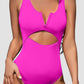 Cutout Notched Wide Strap One-Piece Swimwear