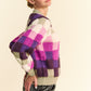 Davi & Dani Checkered Round Neck Long Sleeve Sweater