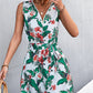 Printed Zip Detail Belted Sleeveless Dress