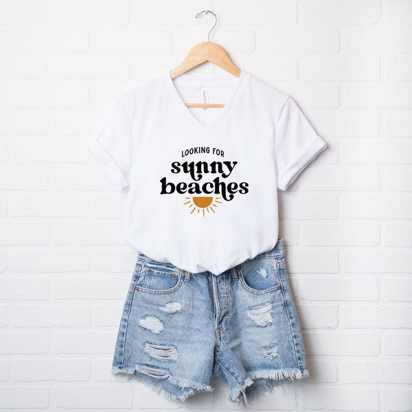 Looking For Sunny Beaches V-Neck Tee