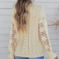 Openwork Lantern Sleeve Dropped Shoulder Sweater