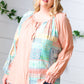 Peach & Mint Floral Color Block Raglan Peasant Top