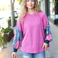 Weekend Ready Magenta & Navy Floral Mineral Wash Rib Dolman Top