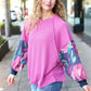 Weekend Ready Magenta & Navy Floral Mineral Wash Rib Dolman Top