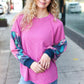 Weekend Ready Magenta & Navy Floral Mineral Wash Rib Dolman Top