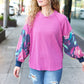 Weekend Ready Magenta & Navy Floral Mineral Wash Rib Dolman Top