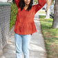 Rust Leopard Wool Dobby Woven Knit Top