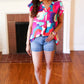 Find Yourself Fuchsia Geo Abstract V Neck Flutter Sleeve Top