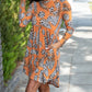 Rust Animal Geo Print Swing Dress with Pockets